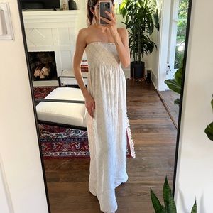 Club Monaco Creme Pattern Silk Maxi Dress sz S/P